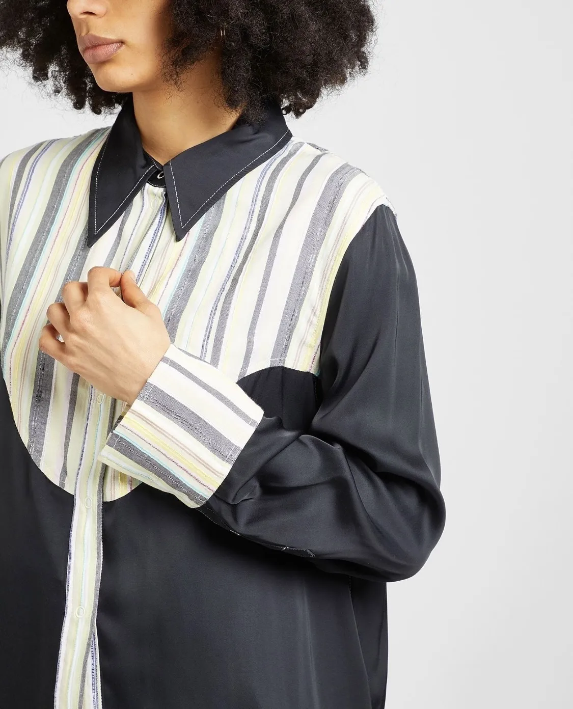 Ganni  |Stripes Long Sleeves Cotton Logo Shirts & Blouses