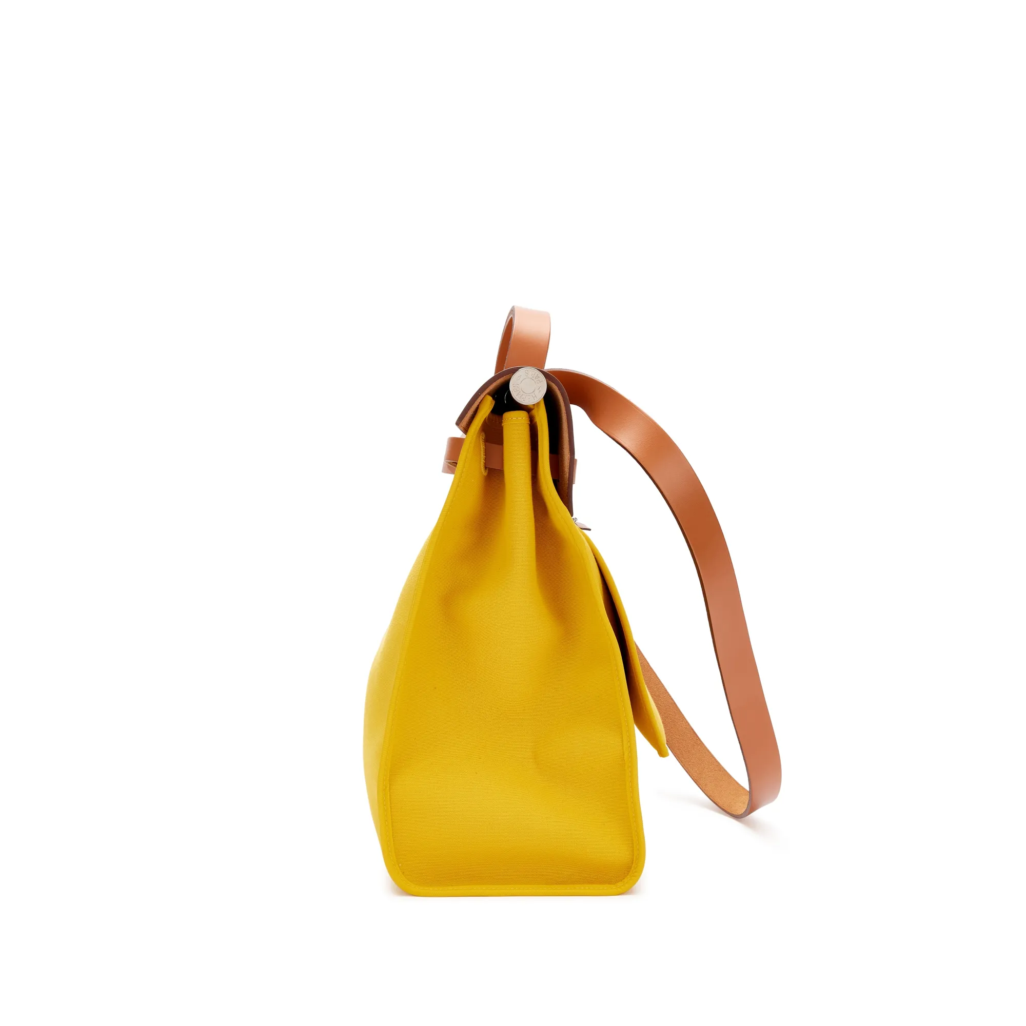 Hermès Natural Vache Hunter and Jaune de Naples Toile Herbag Zip 39 Palladium Hardware, 2018