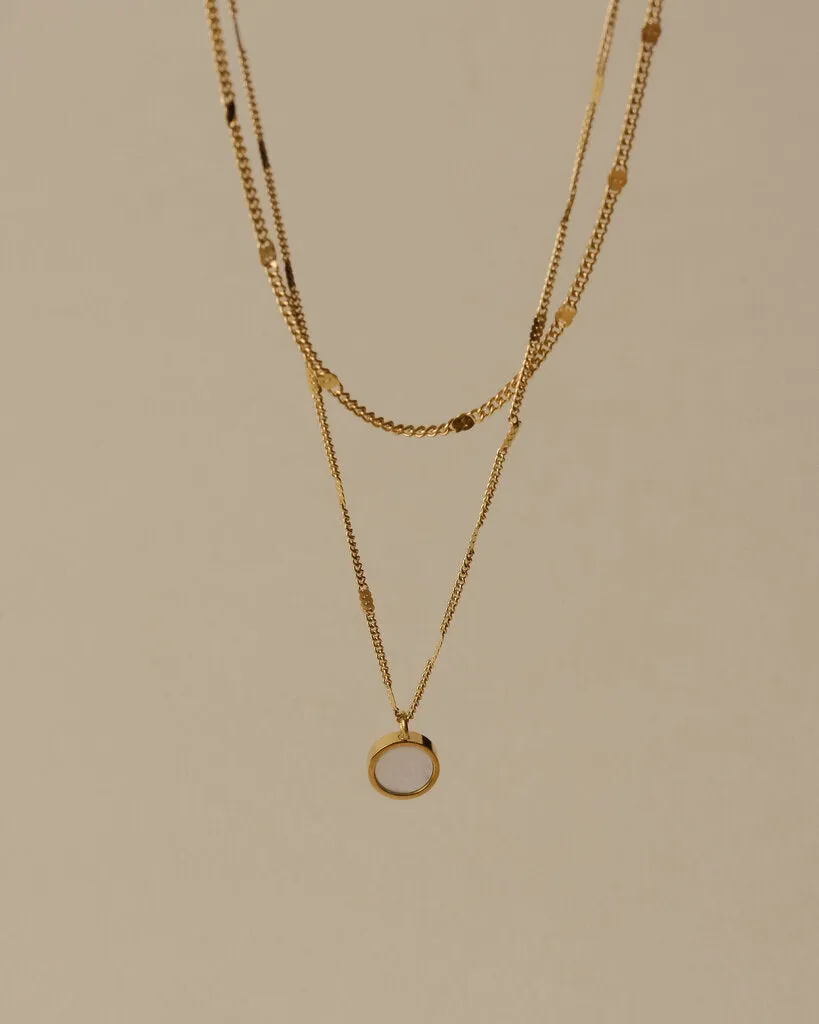 Hunter & Hare: Dual Chain with Opal Shell Pendant