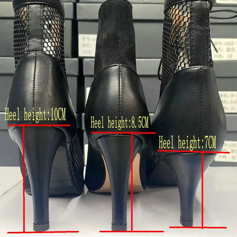 Indoor Dance Sexy Party High Heel Air Mesh Boot Shoes for Women