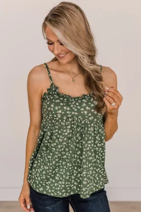 Into The Meadow Babydoll Tank Top- Hunter Green