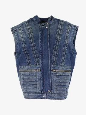 Iro - Gilet dal taglio dritto in jeans con chiusura e tasche frontali modello Odilae