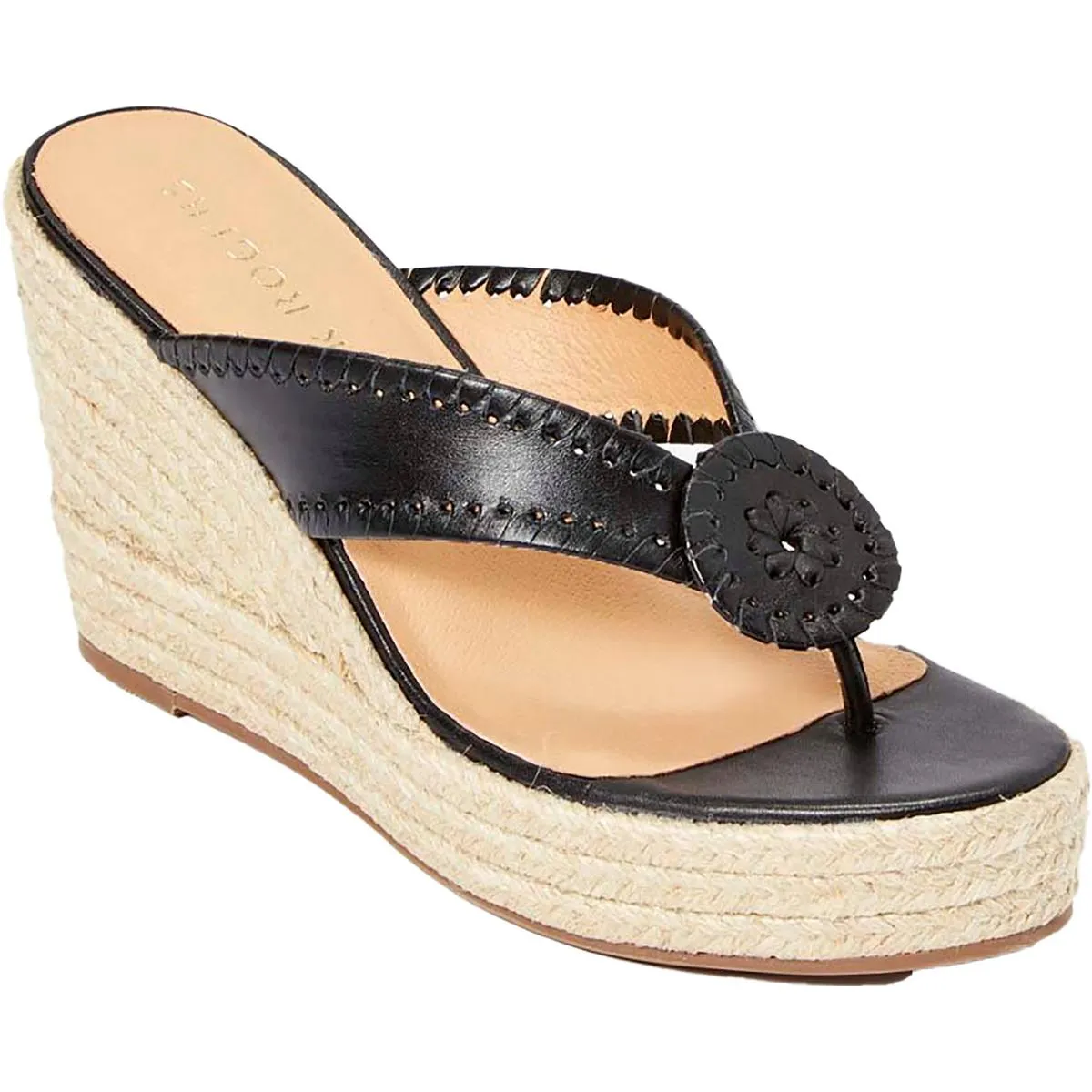 Jack Rogers Womens Rowan Leather Wedge Espadrilles