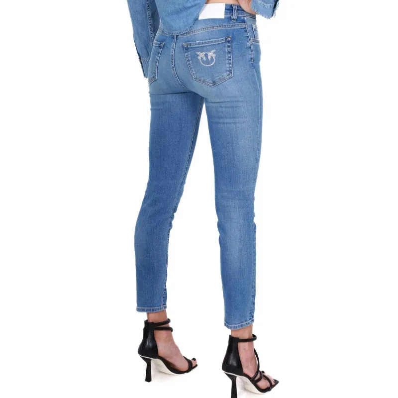 JEANS SKINNY IN TELA DENIM, AZZURRO