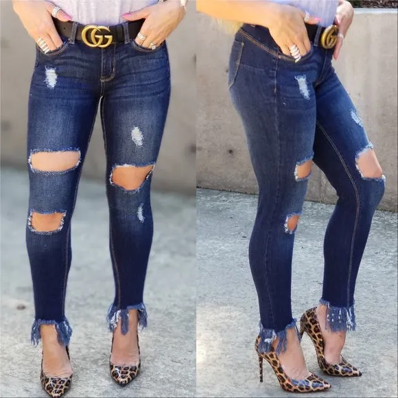 JESSICA Frayed Hem Jeans