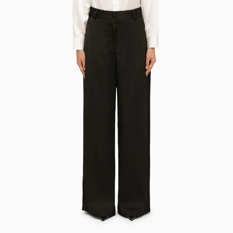 JIL SANDER Black Wide Trousers for Women - High Waist Loose-Fitting Pants for FW23