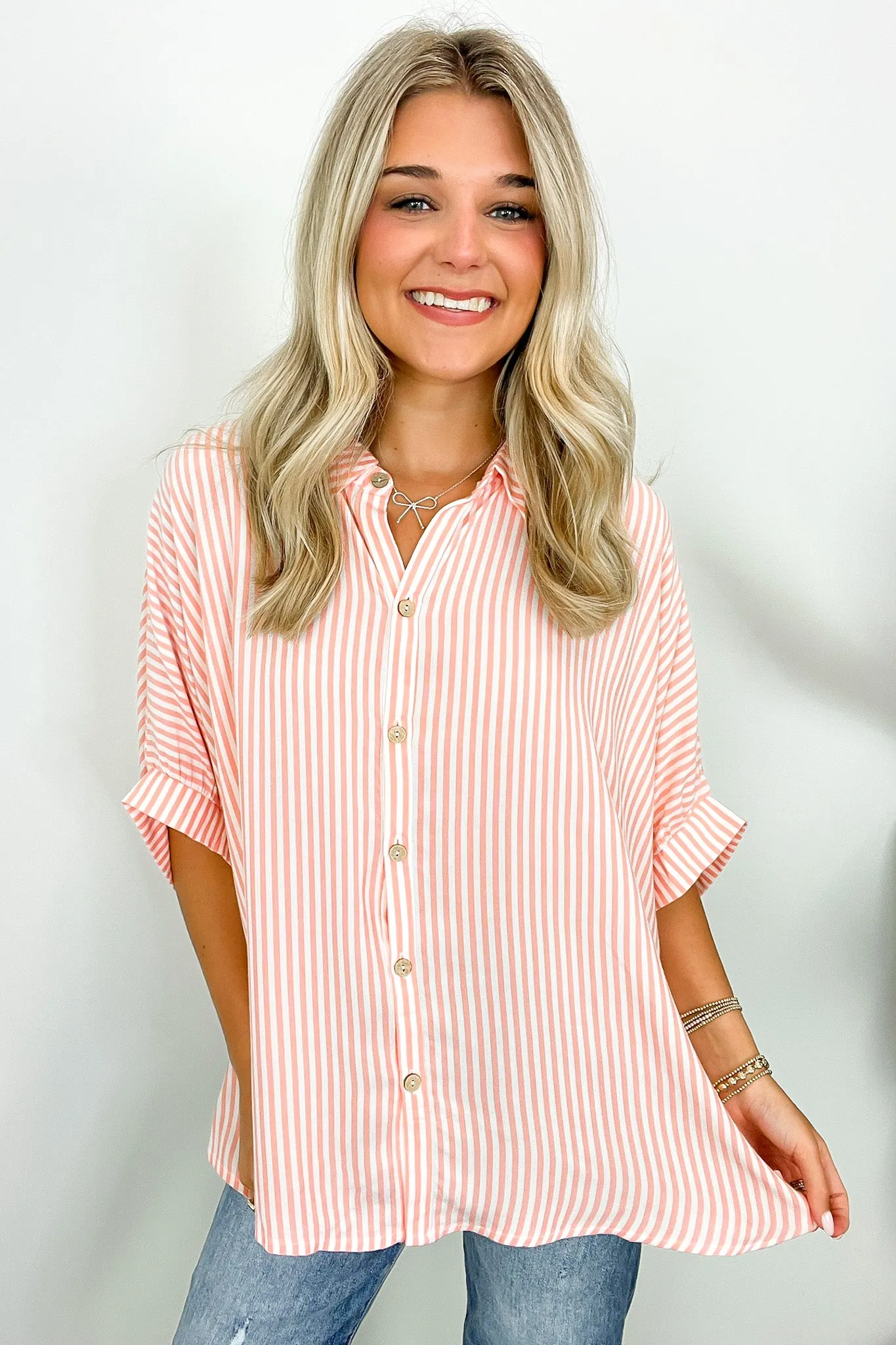 JoJo Striped Button Down Relaxed Top - BACK IN STOCK