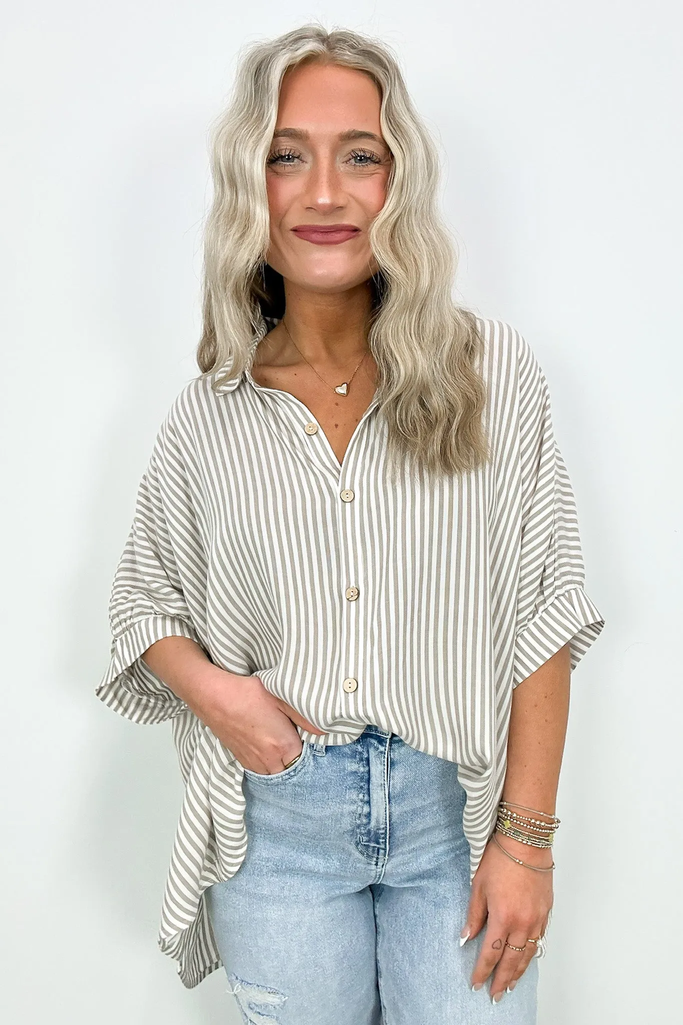 JoJo Striped Button Down Relaxed Top - BACK IN STOCK