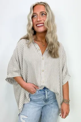 JoJo Striped Button Down Relaxed Top - BACK IN STOCK