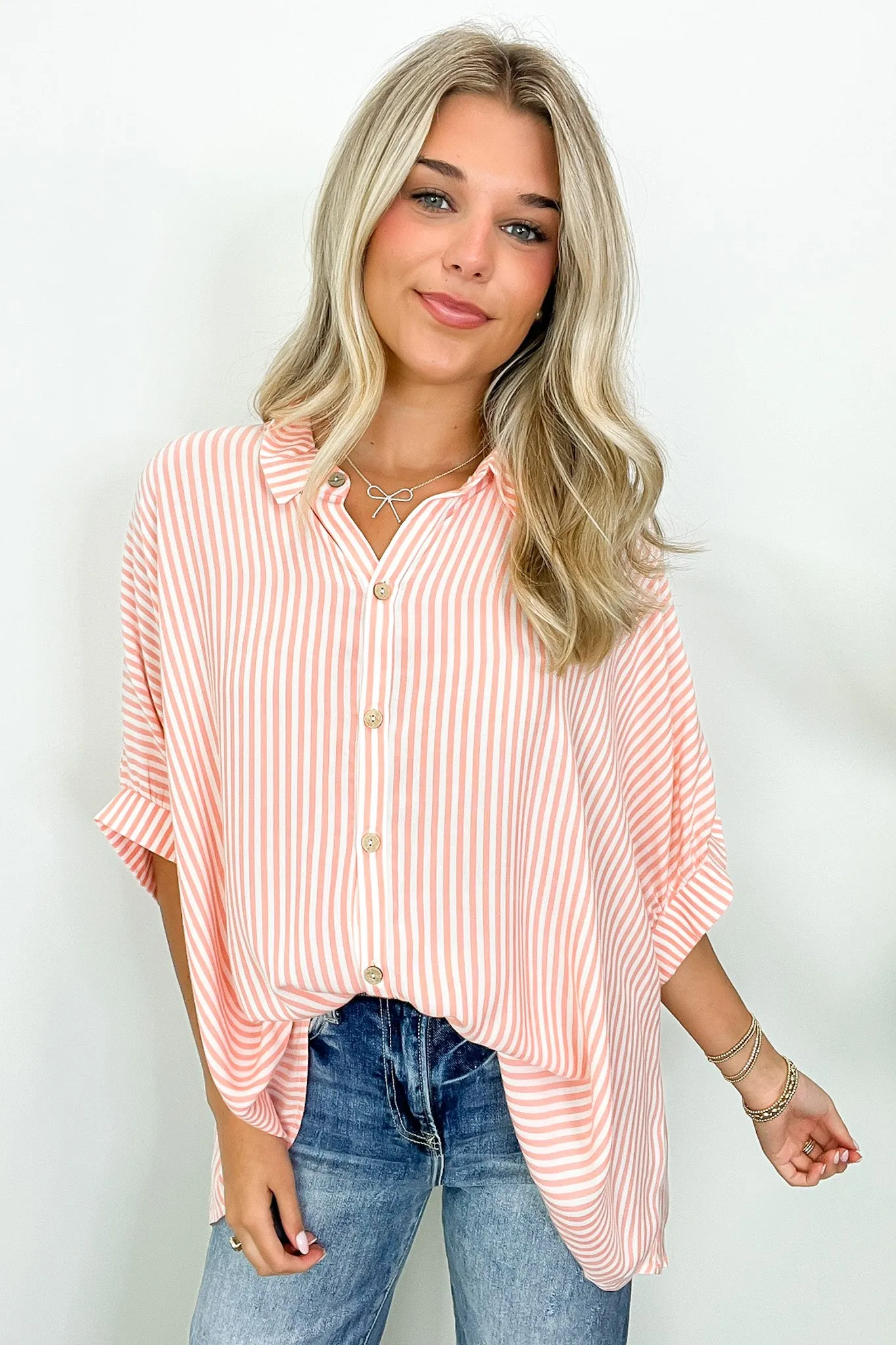 JoJo Striped Button Down Relaxed Top - BACK IN STOCK