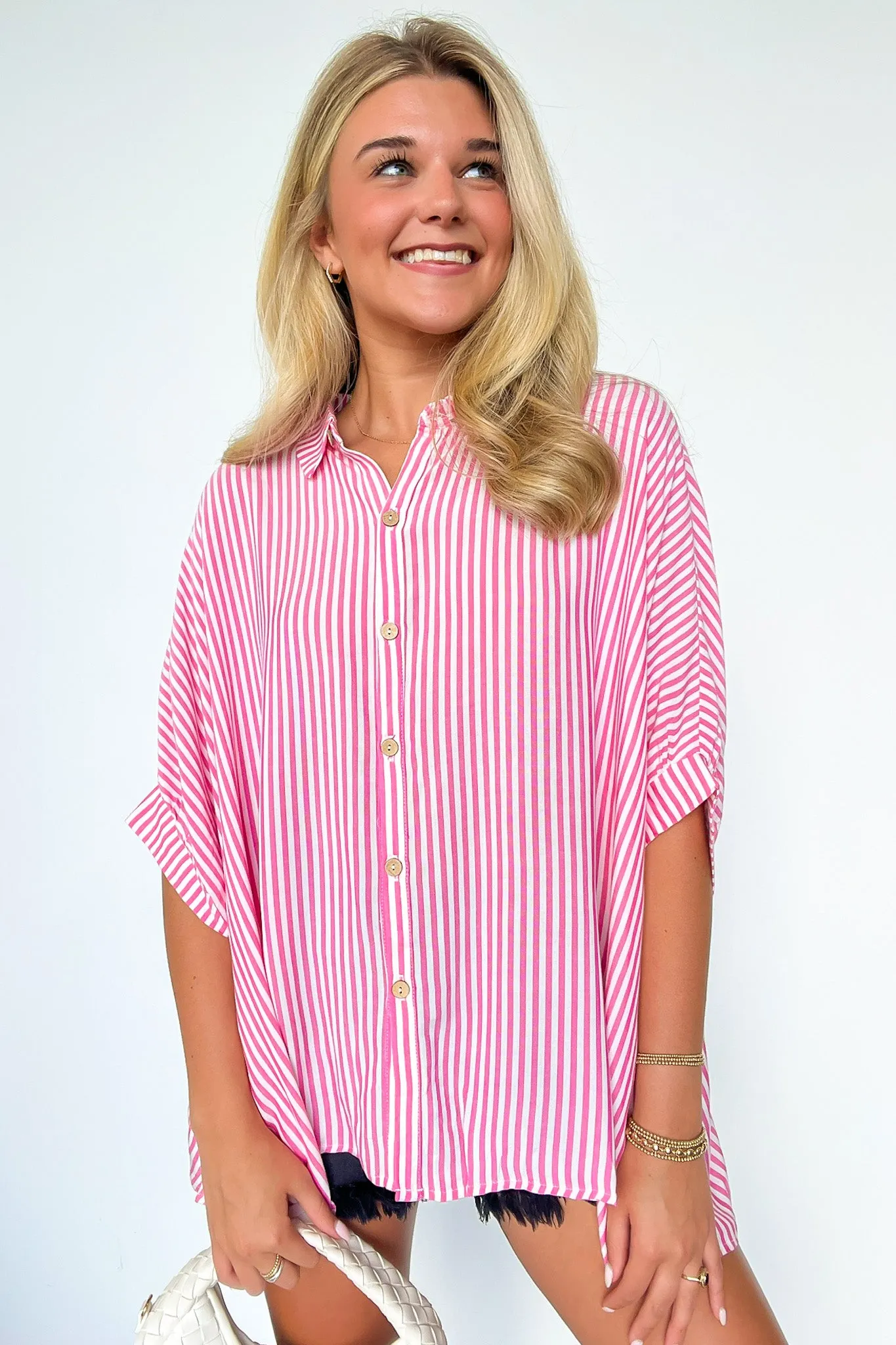 JoJo Striped Button Down Relaxed Top - BACK IN STOCK