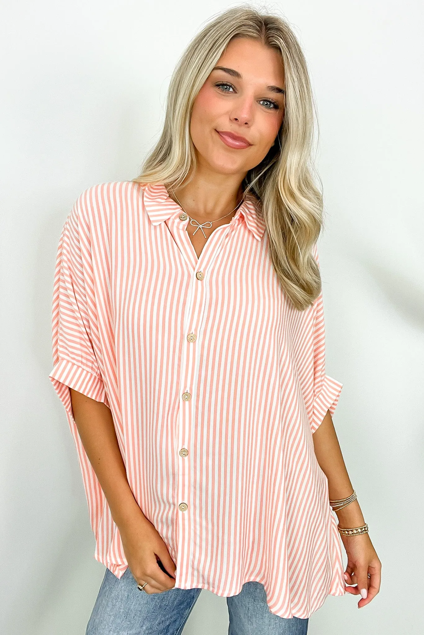 JoJo Striped Button Down Relaxed Top - BACK IN STOCK