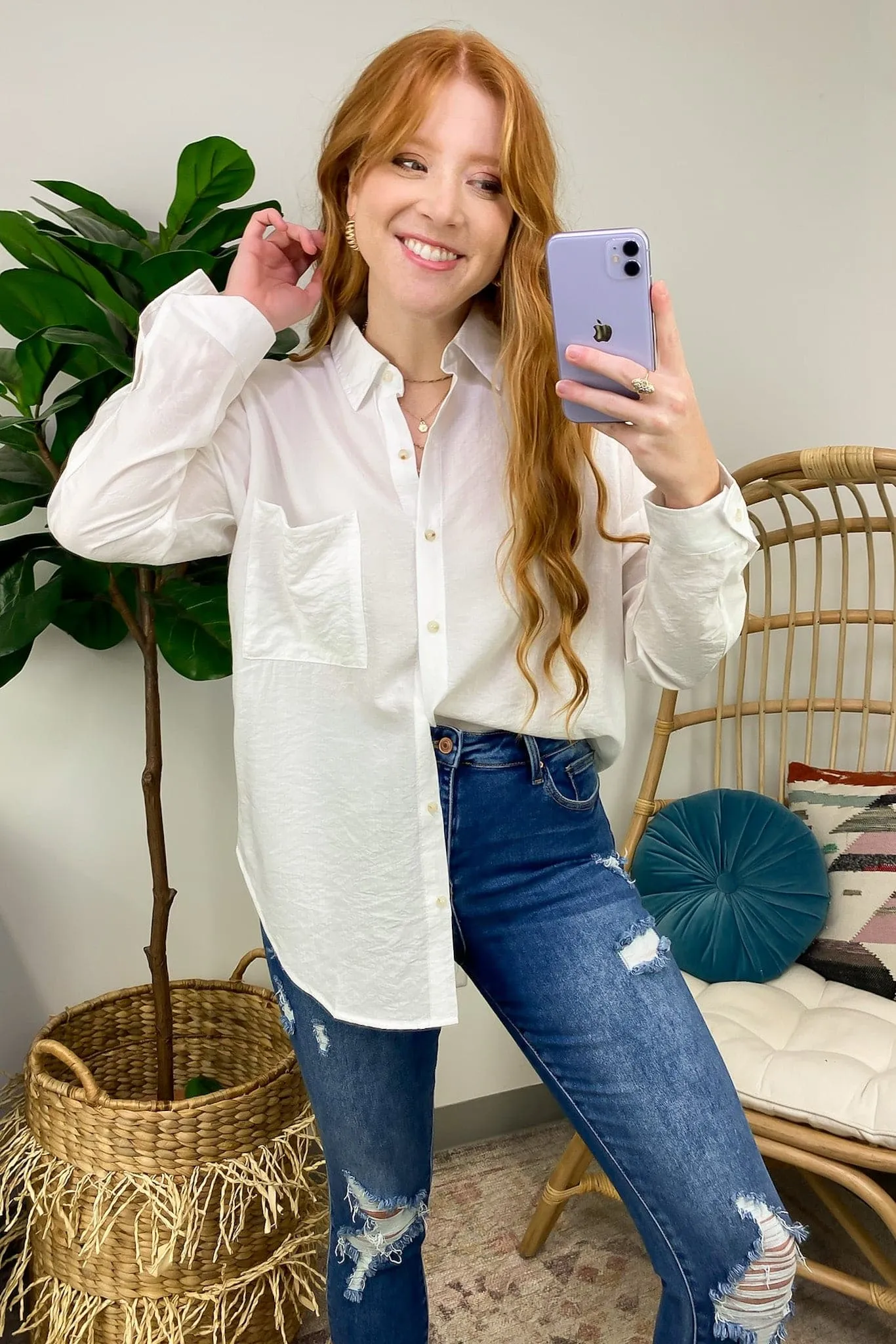 Kaylani Button Down Collared Long Sleeve Top - FINAL SALE