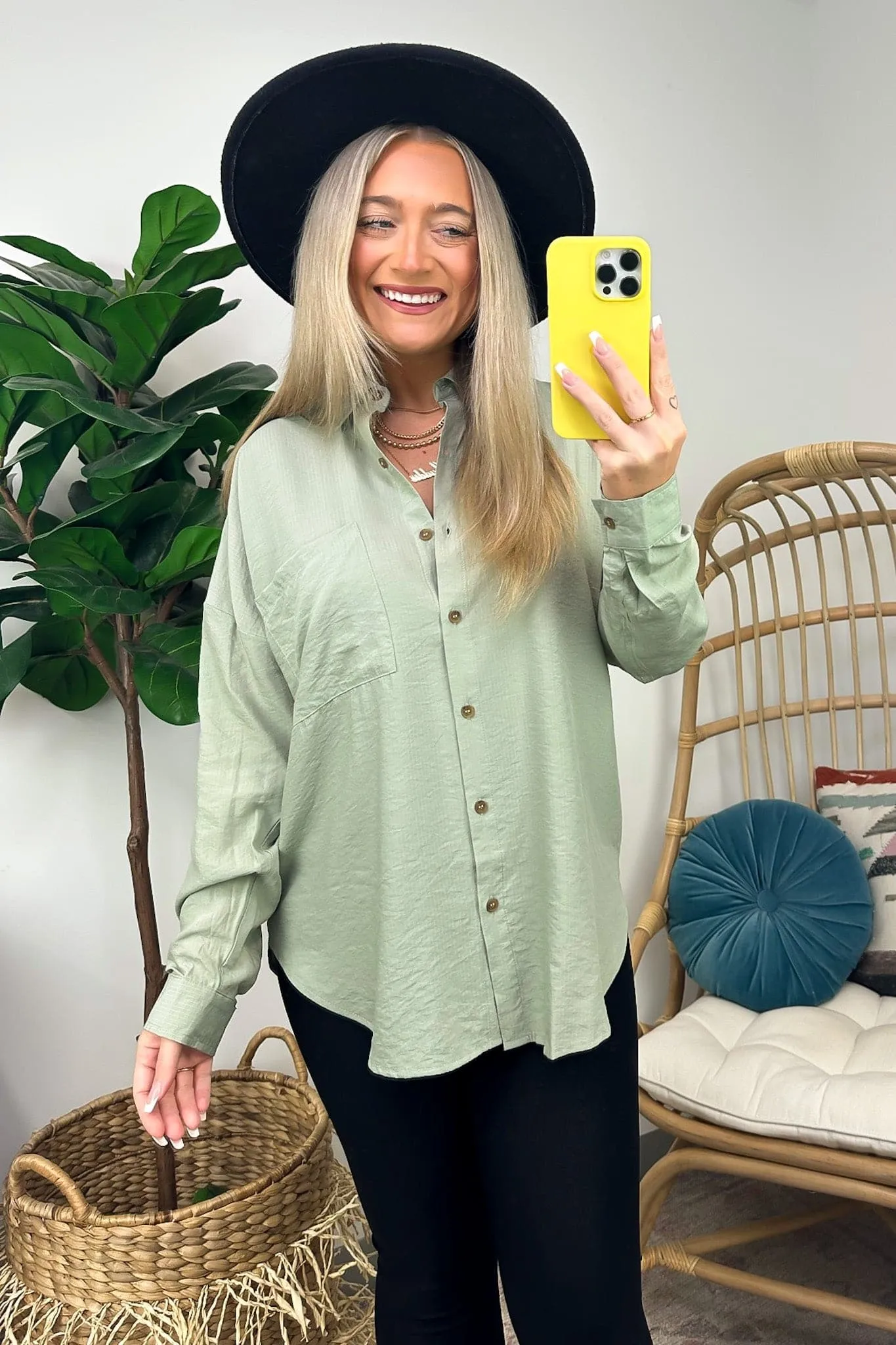 Kaylani Button Down Collared Long Sleeve Top - FINAL SALE