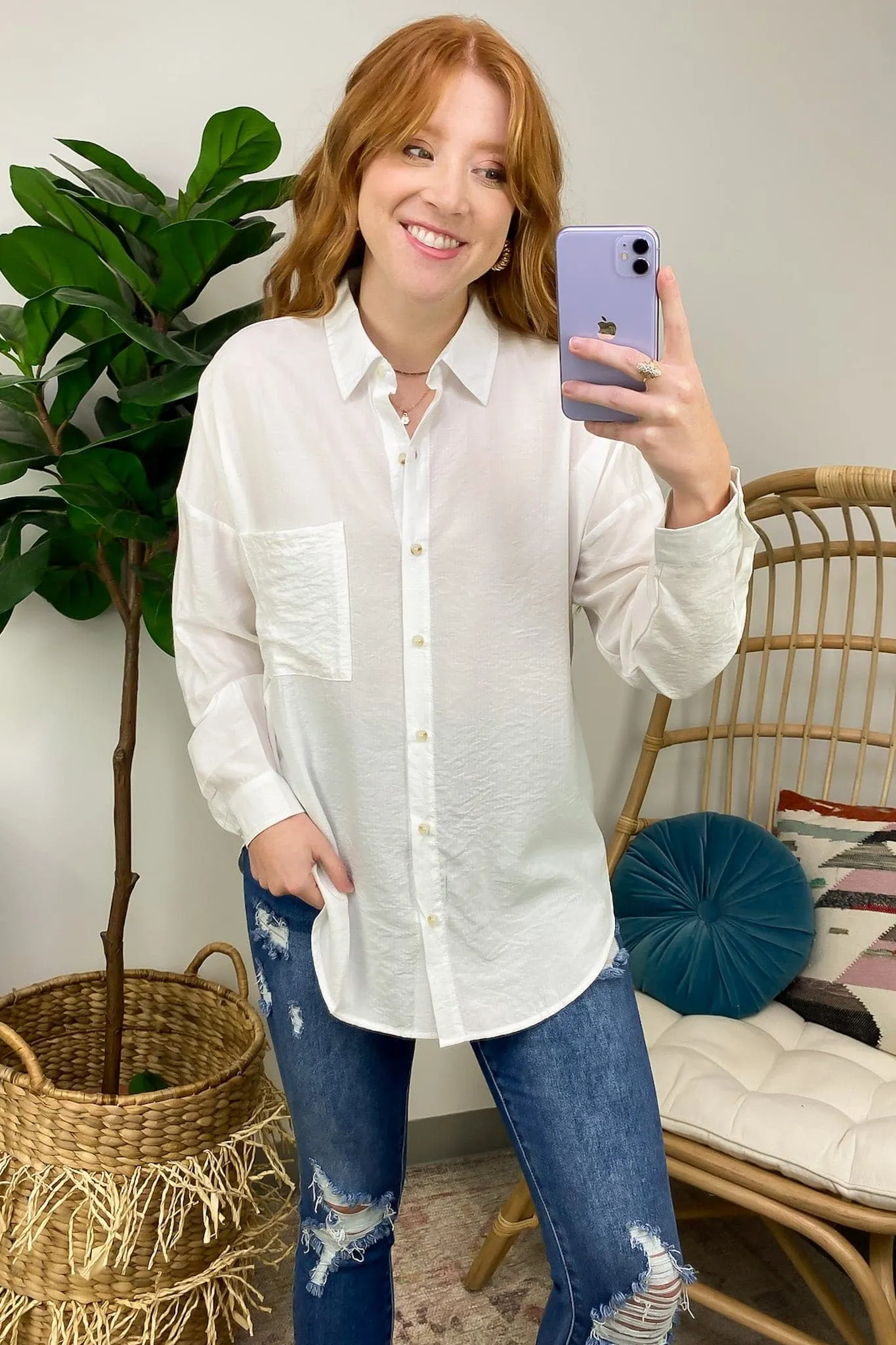 Kaylani Button Down Collared Long Sleeve Top - FINAL SALE