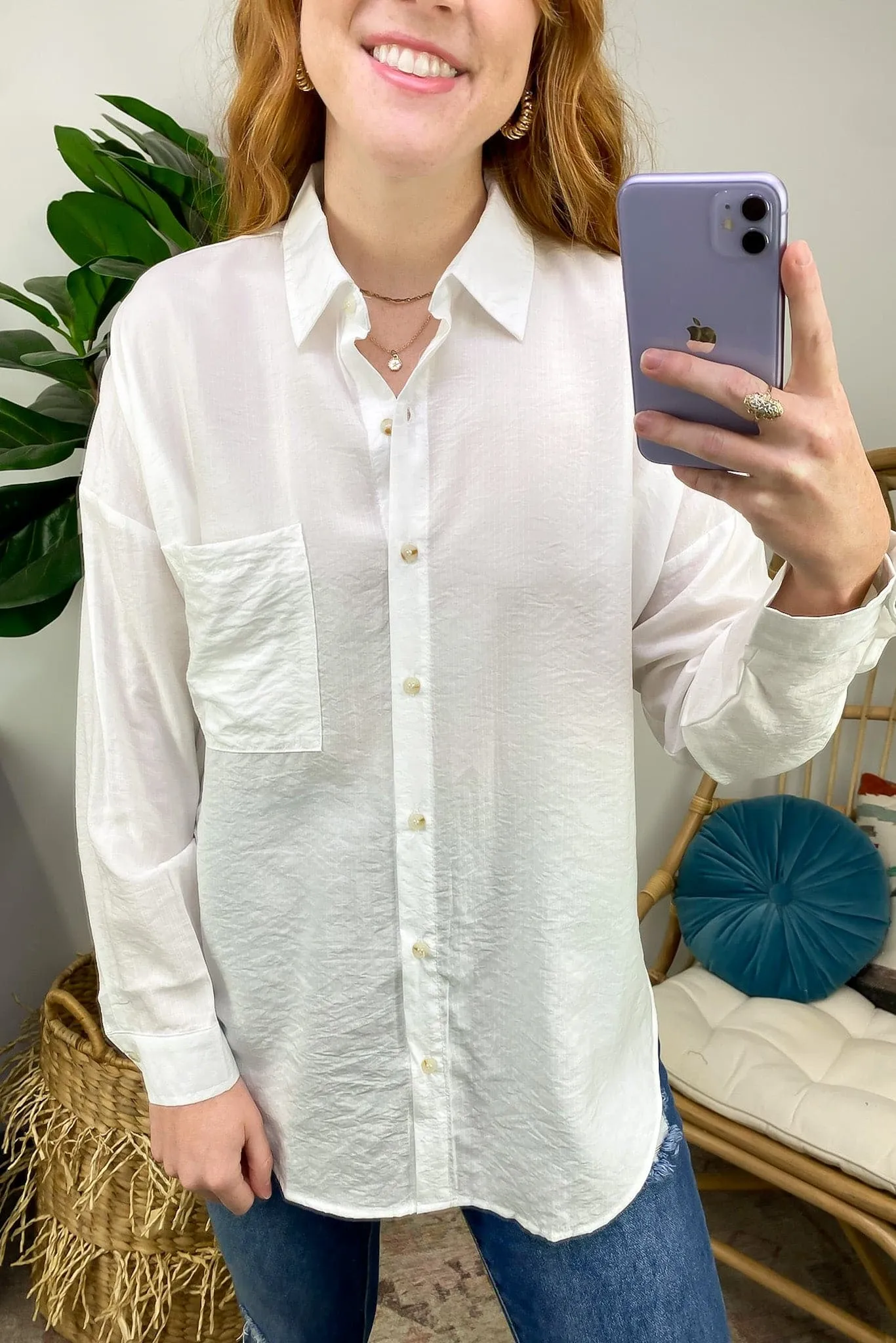 Kaylani Button Down Collared Long Sleeve Top - FINAL SALE