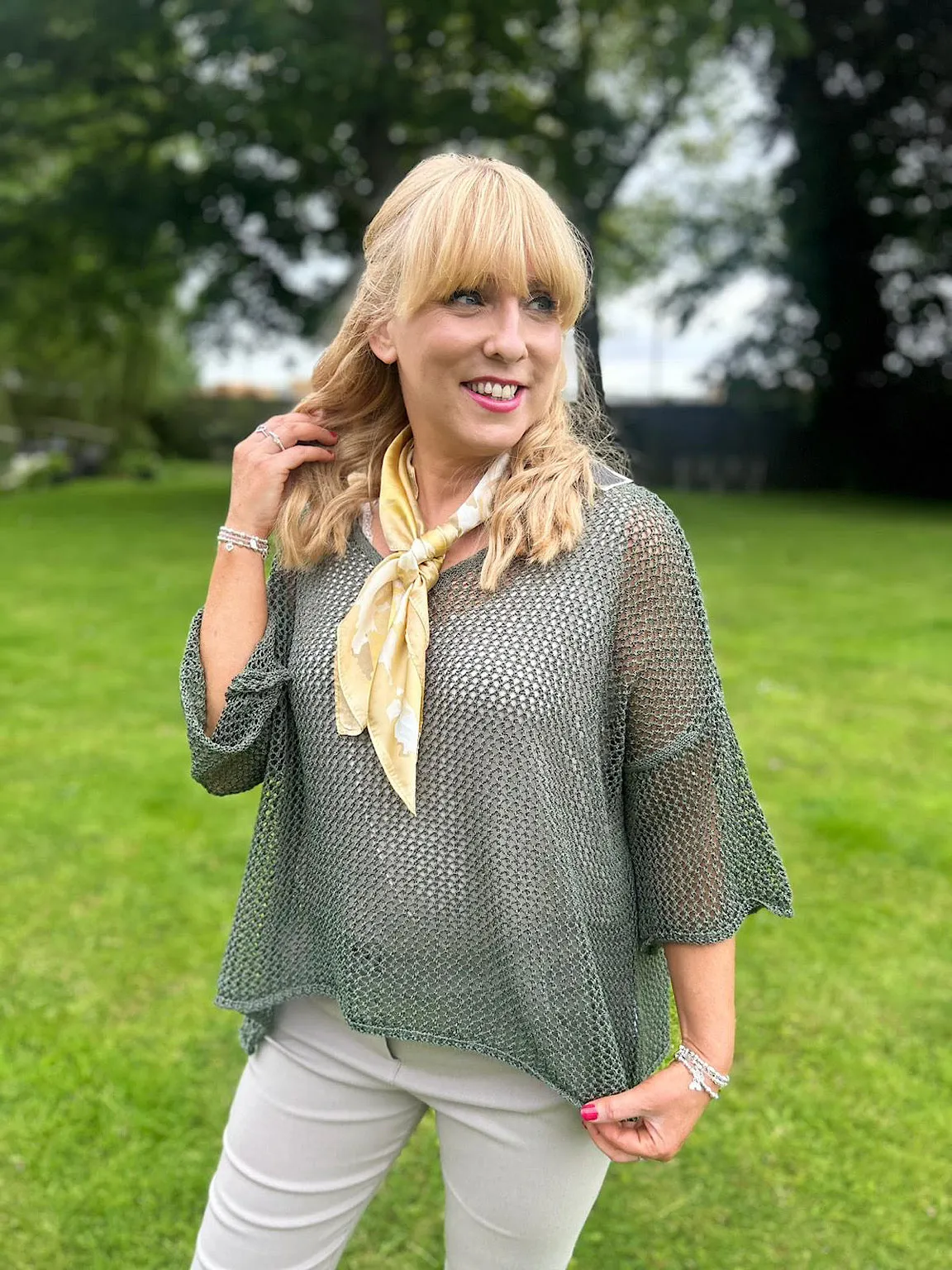 Khaki Loose Weave Knit Michaela