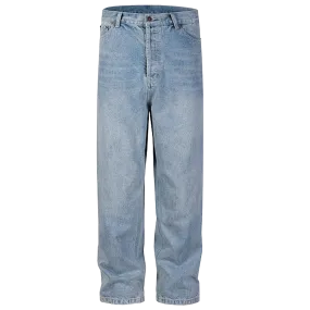 Light Wash Relaxed Straight Fit Denim Jeans