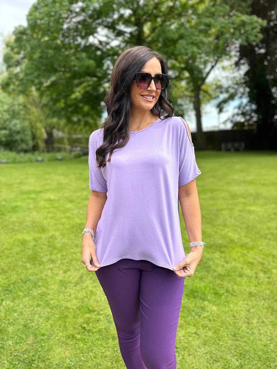 Lilac Essential Cold Shoulder Top Phoebe