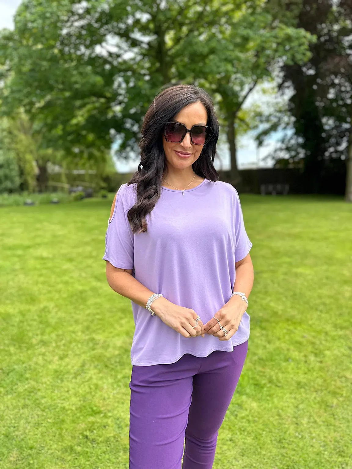 Lilac Essential Cold Shoulder Top Phoebe