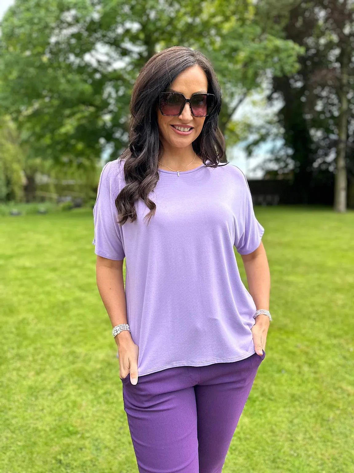 Lilac Essential Cold Shoulder Top Phoebe