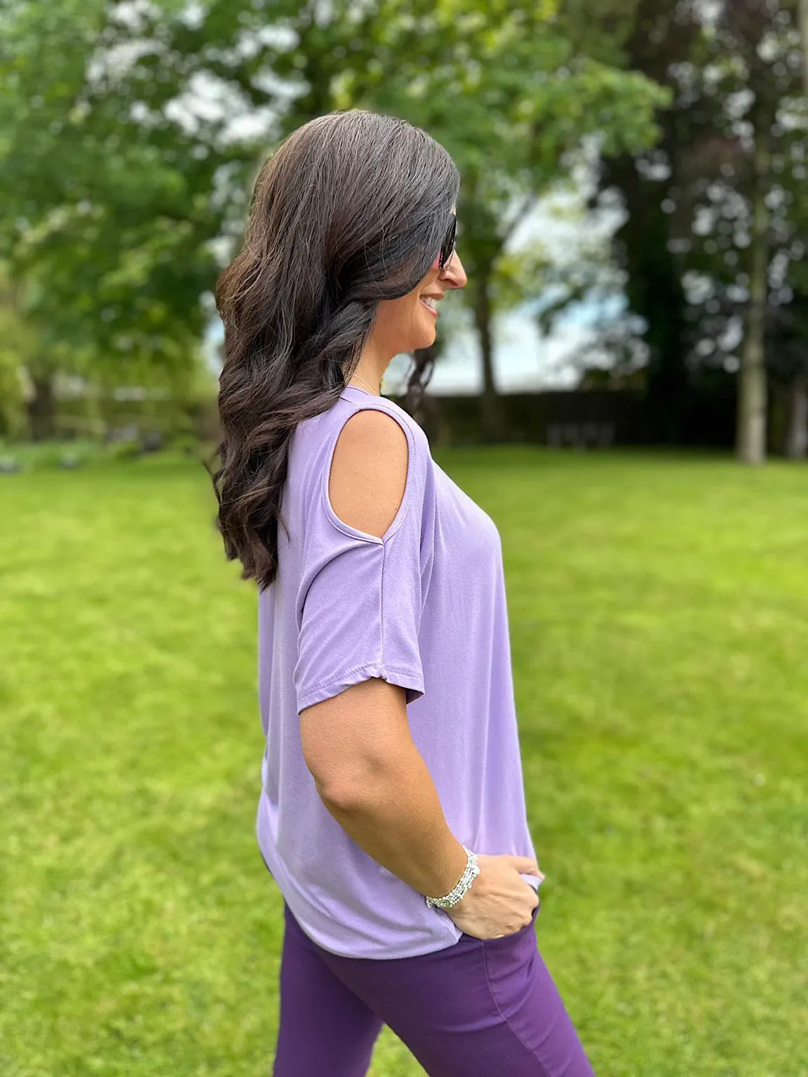 Lilac Essential Cold Shoulder Top Phoebe