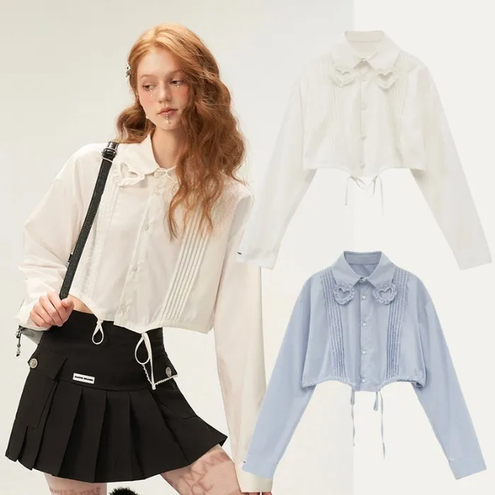 MAMC  |Long Sleeves Cotton Oversized Shirts & Blouses