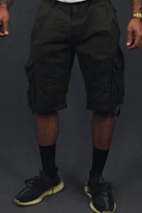 Men's Army Green Combat Shorts Six Pocket Cargo Shorts To Match Sneakers | Army Green