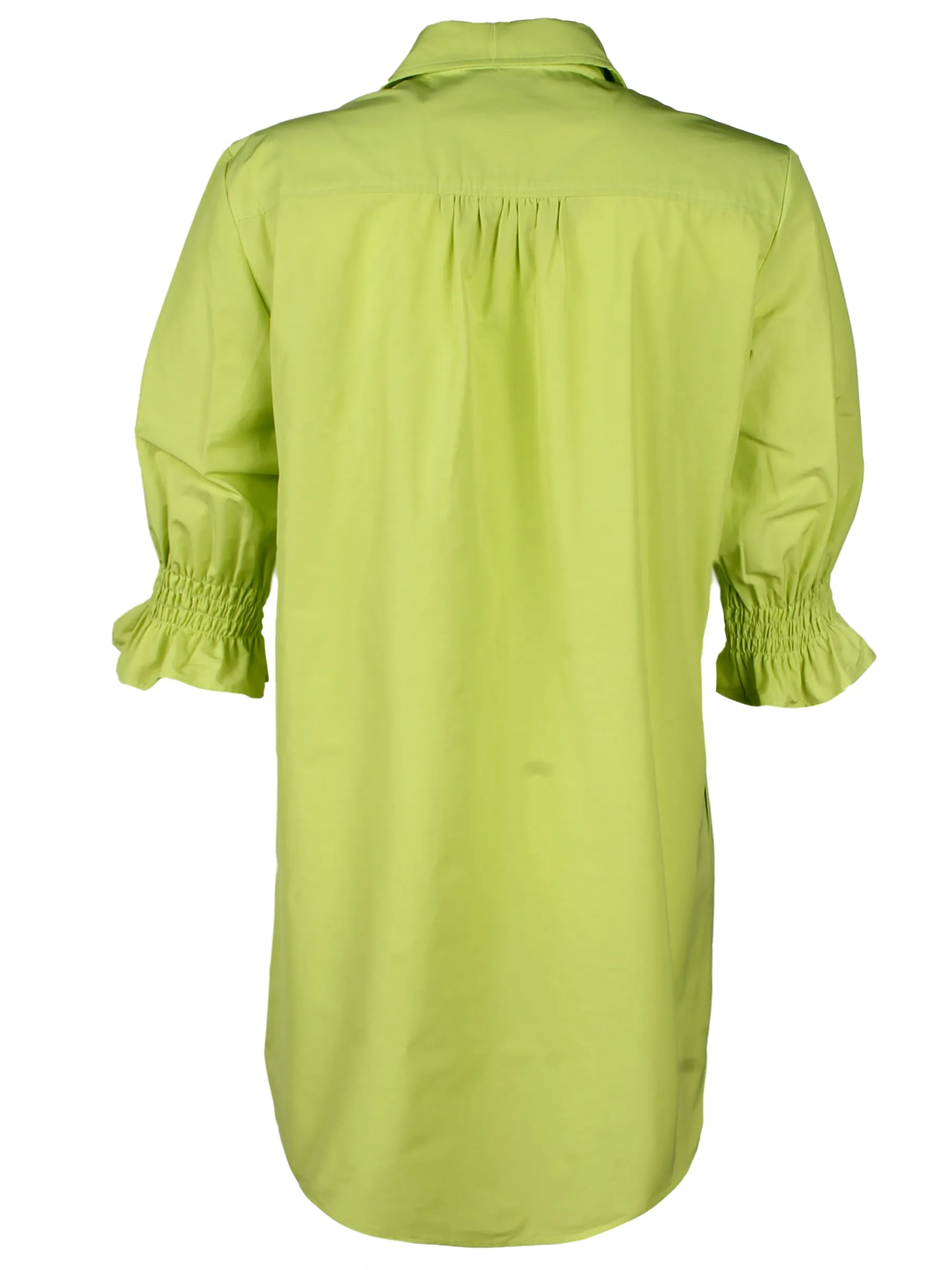 Miller Puff Sleeve Neon Lime Shirt Dress Techy Taffeta