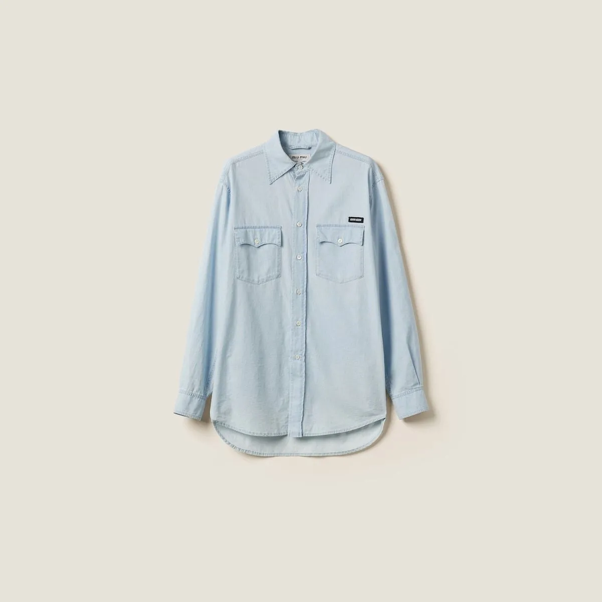 MiuMiu  |Long Sleeves Plain Cotton Logo Shirts & Blouses