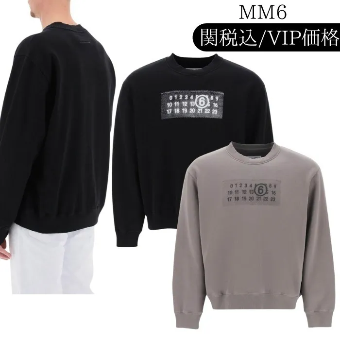 MM6 Maison Margiela  |Crew Neck Pullovers Street Style Long Sleeves Plain Cotton