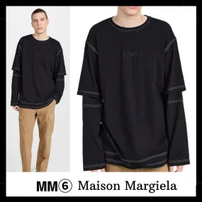 MM6 Maison Margiela  |Crew Neck Pullovers Unisex Street Style Bi-color