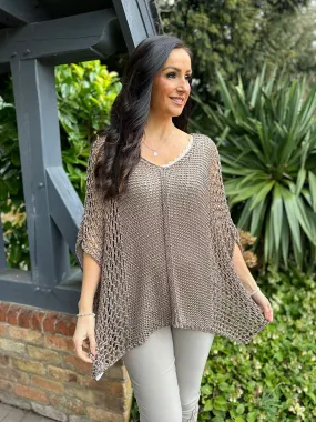 Mocha V Neck Loose Knit Christine