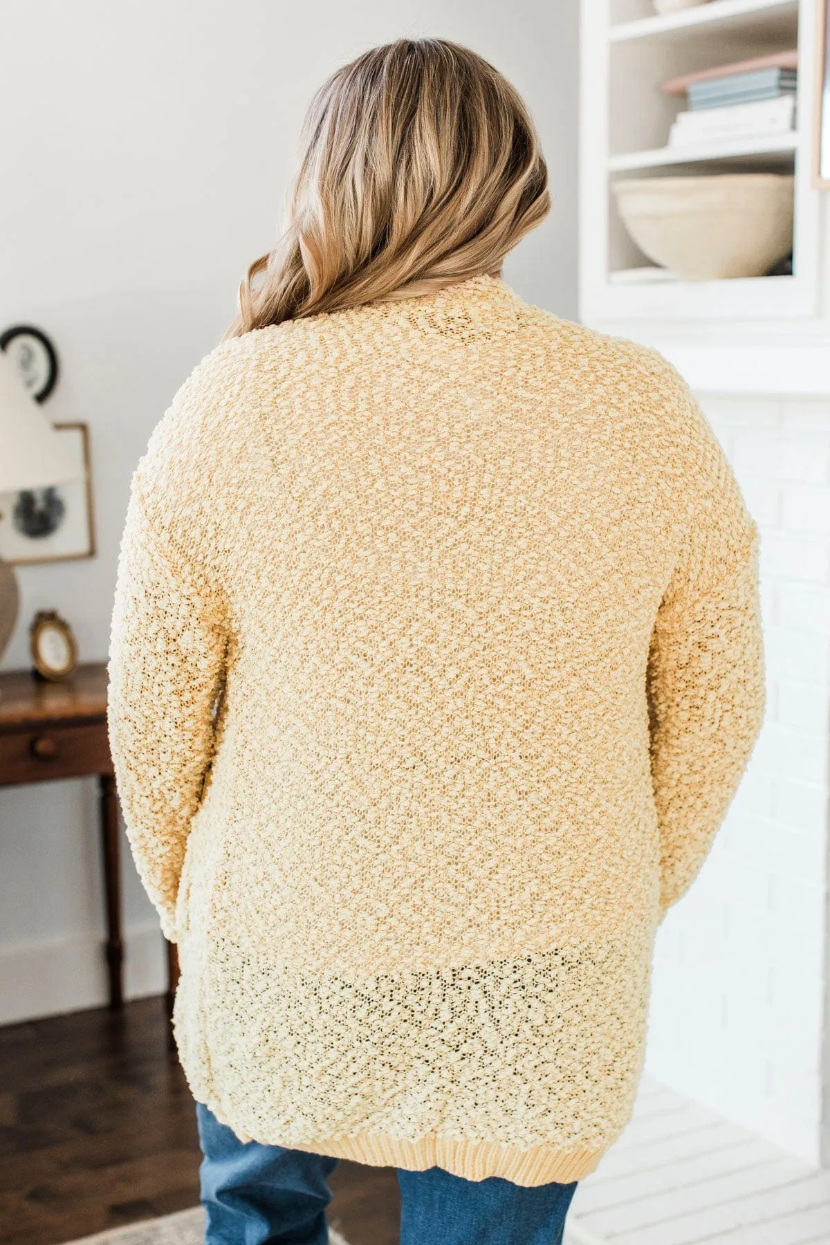 Movie Date Popcorn Knit Cardigan- Pale Yellow