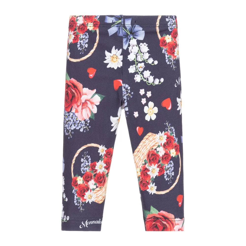 Navy Blue Floral Leggings