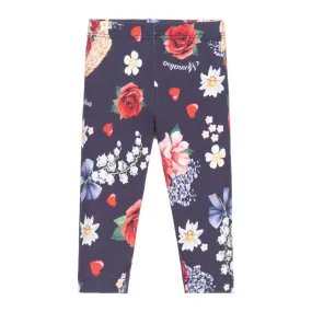 Navy Blue Floral Leggings