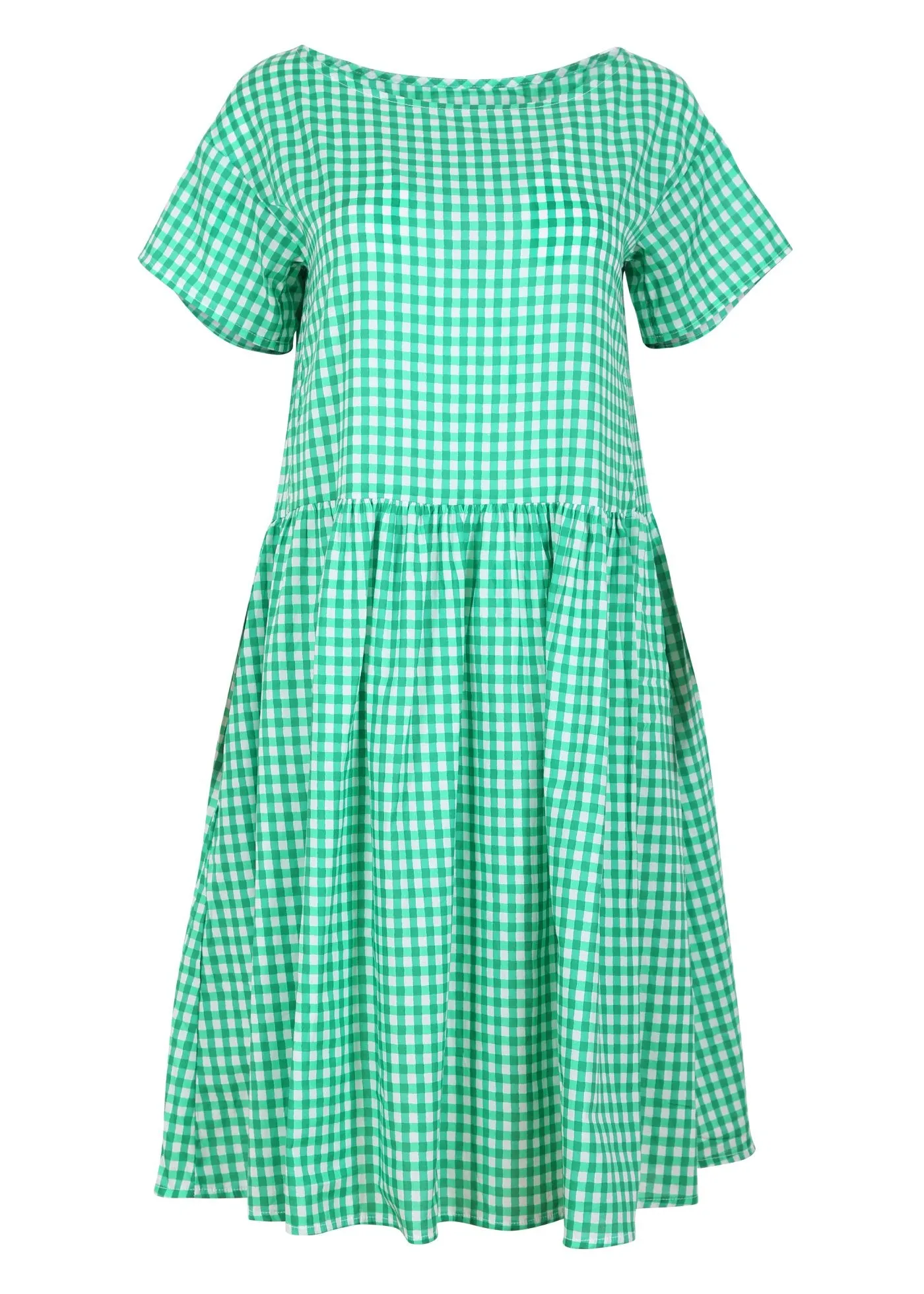 Olga De Polga - Sunshine Drop Waist Dress Green Gingham