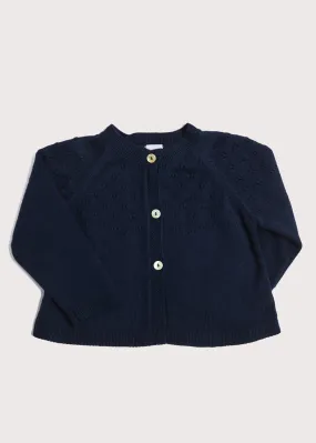 Openwork Buttoned Cardigan in Navy (12mths-10yrs)