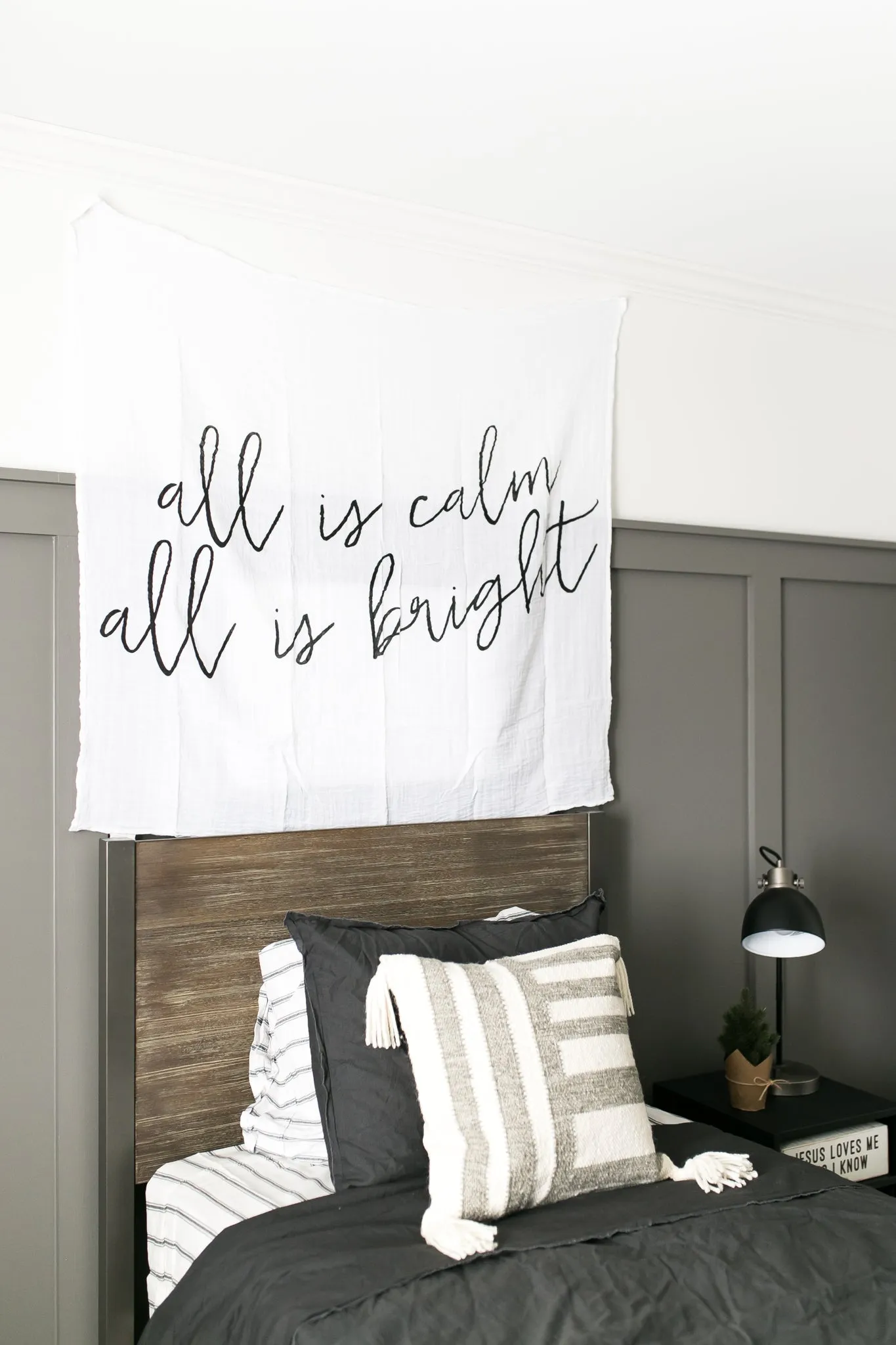 Organic Swaddle + Wall Art -  All is calm all is bright