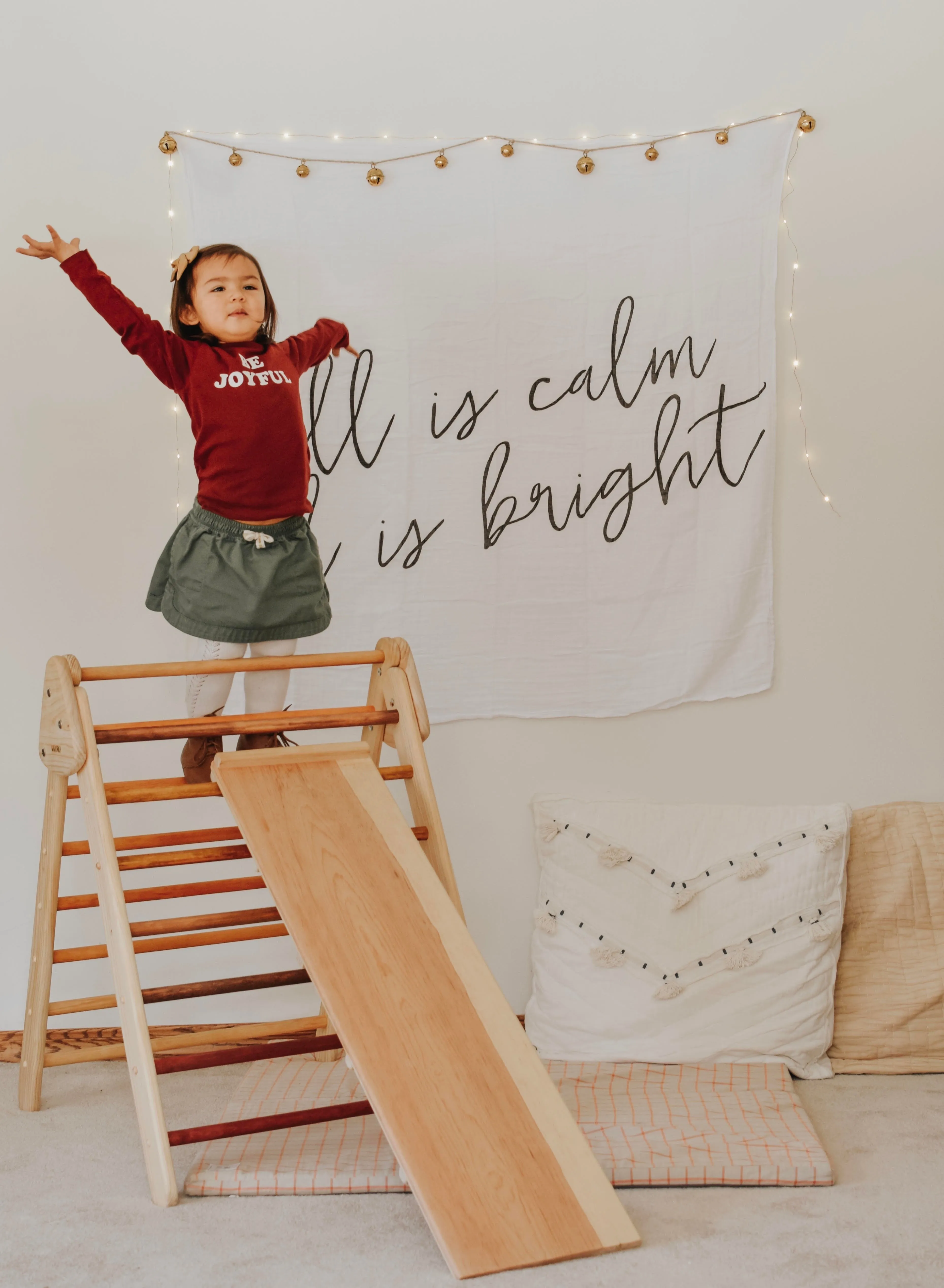 Organic Swaddle + Wall Art -  All is calm all is bright