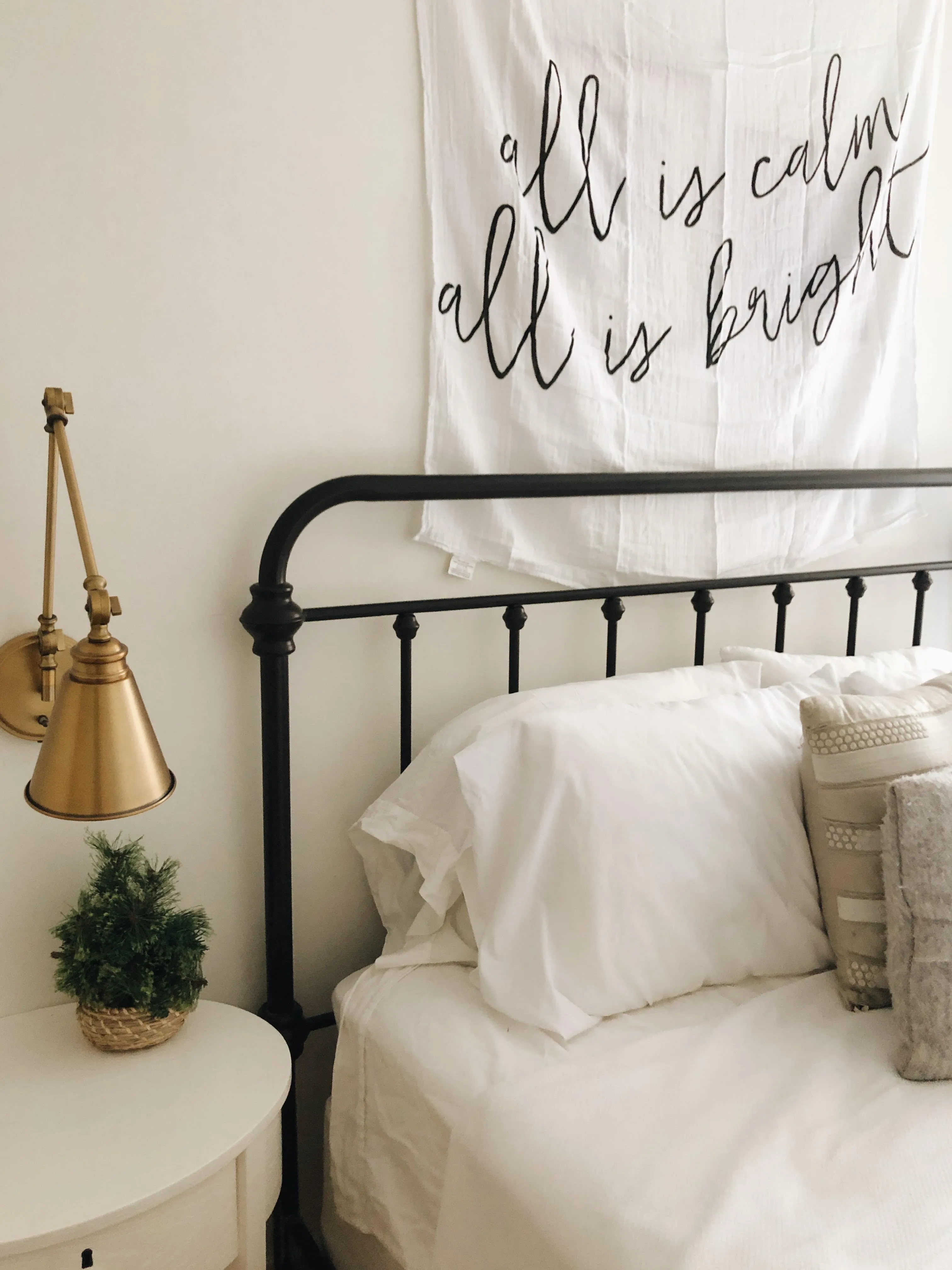 Organic Swaddle + Wall Art -  All is calm all is bright