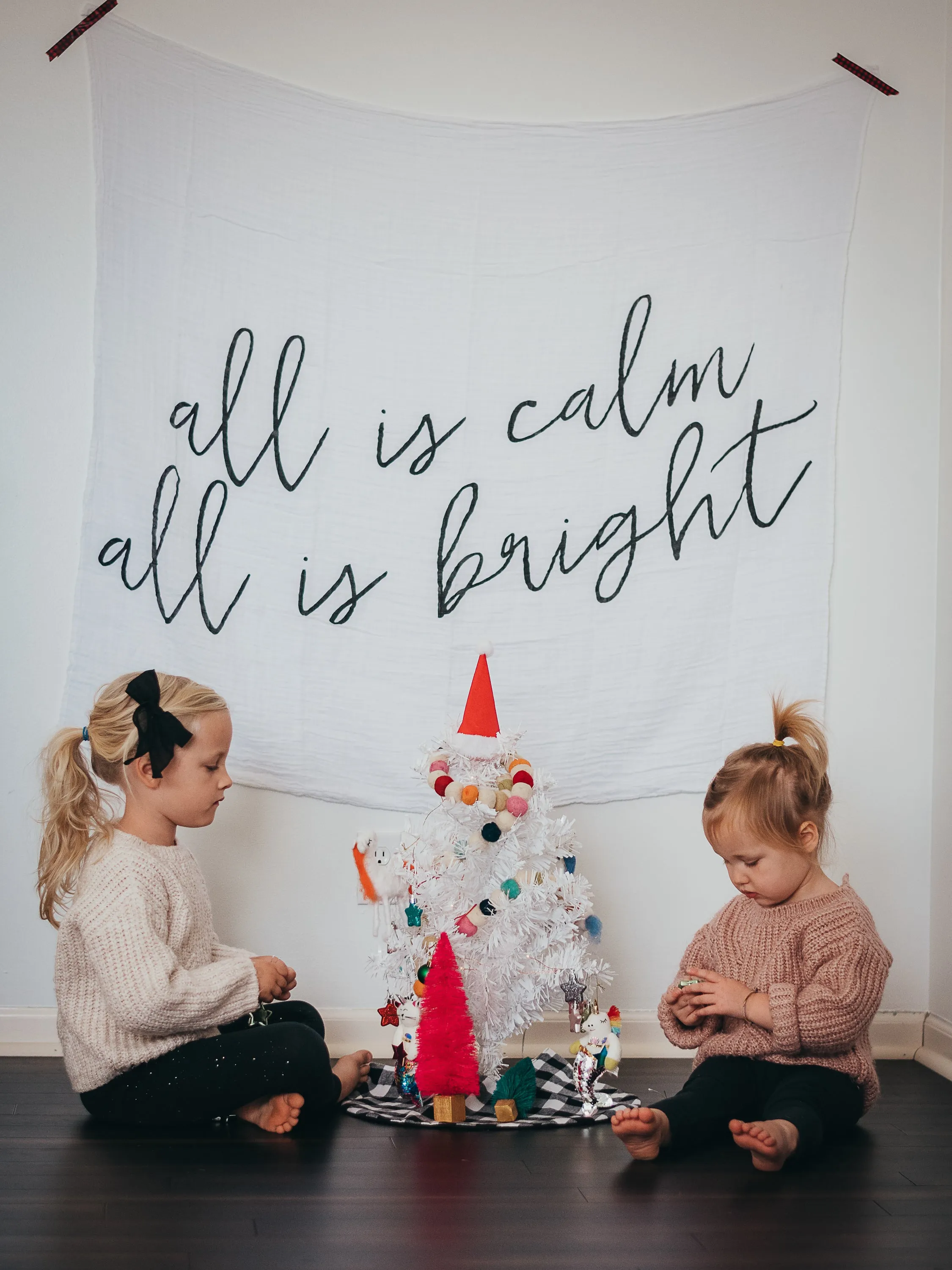 Organic Swaddle + Wall Art -  All is calm all is bright