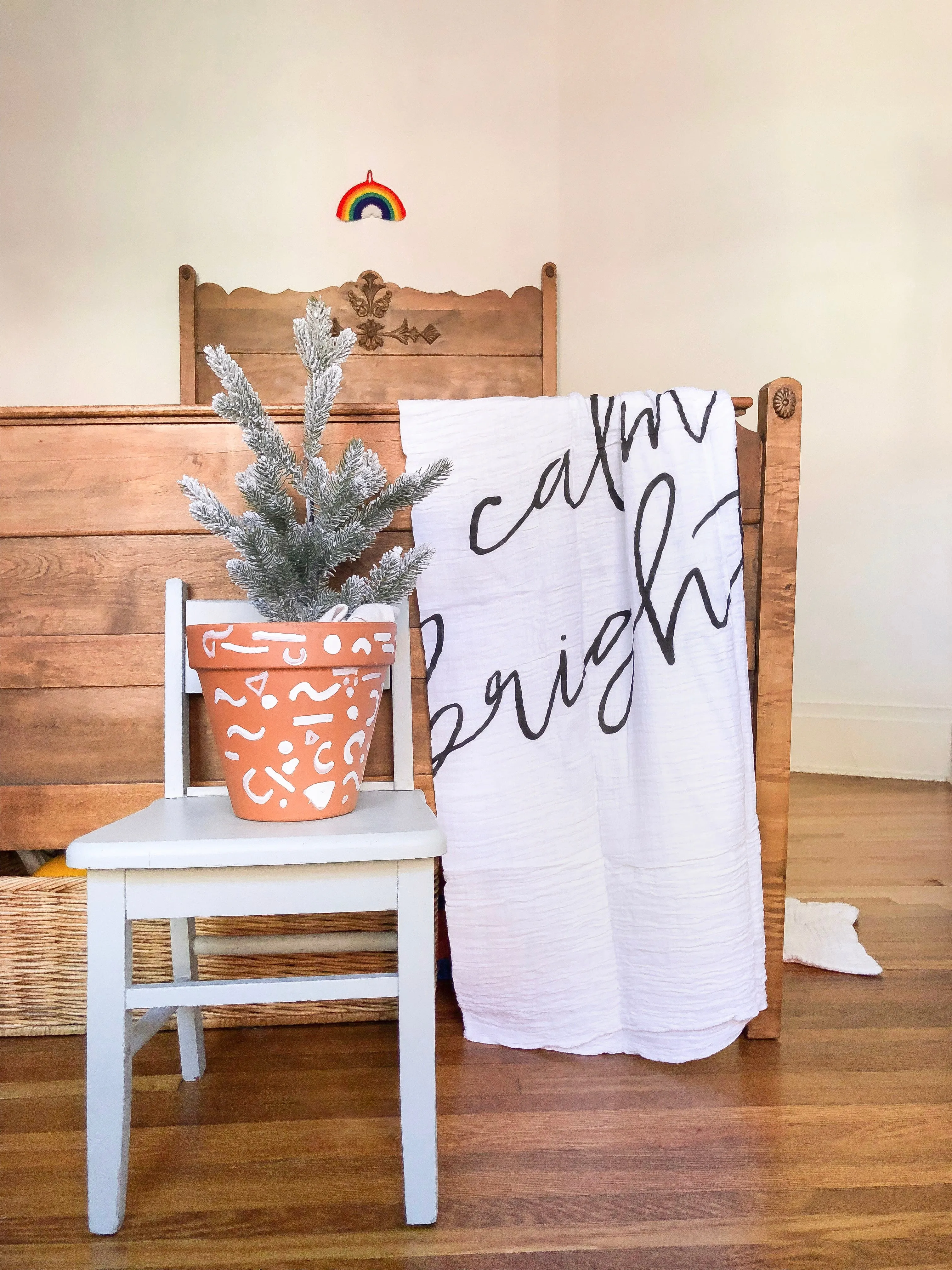 Organic Swaddle + Wall Art -  All is calm all is bright