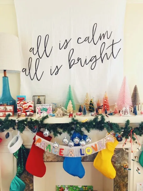 Organic Swaddle + Wall Art -  All is calm all is bright