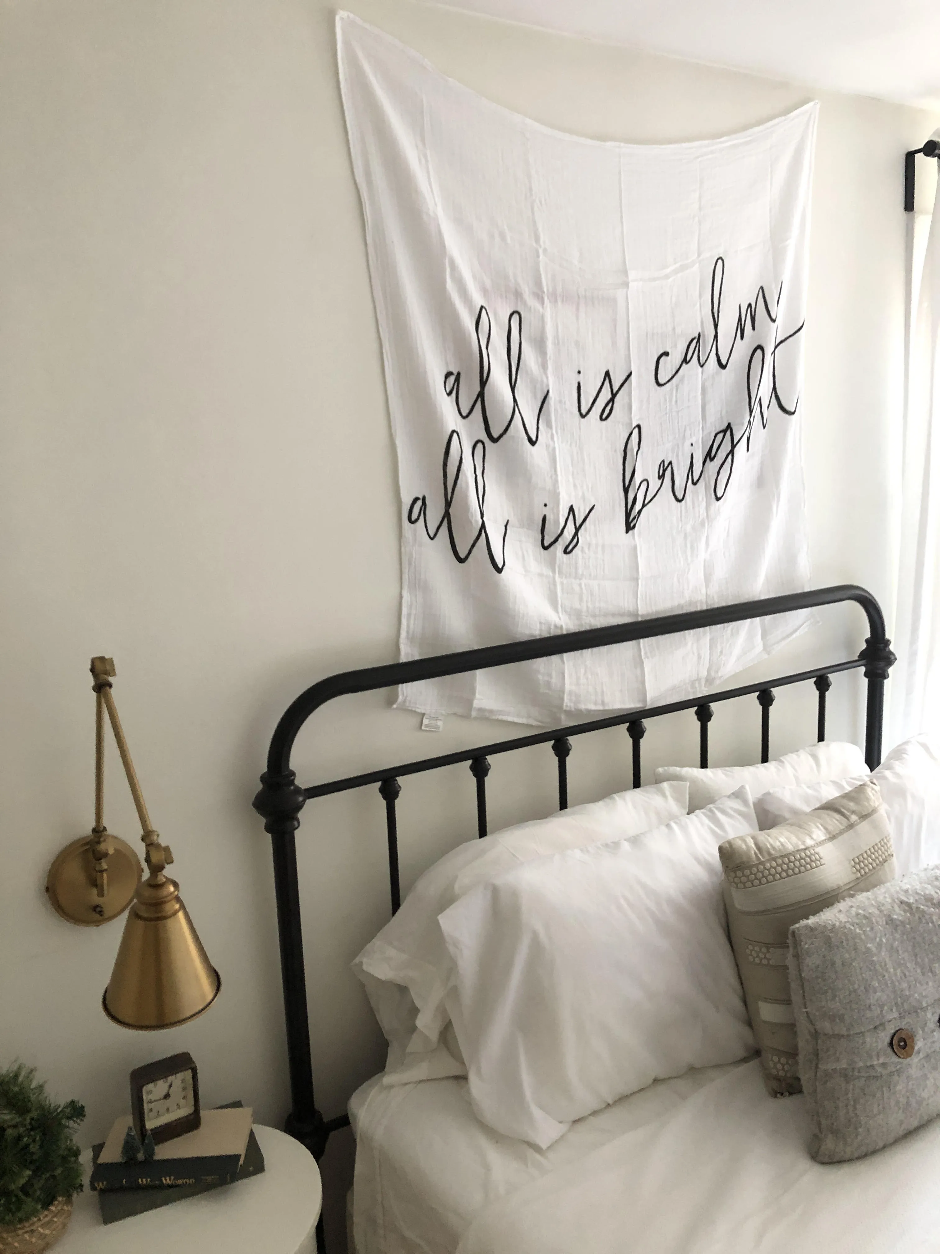 Organic Swaddle + Wall Art -  All is calm all is bright