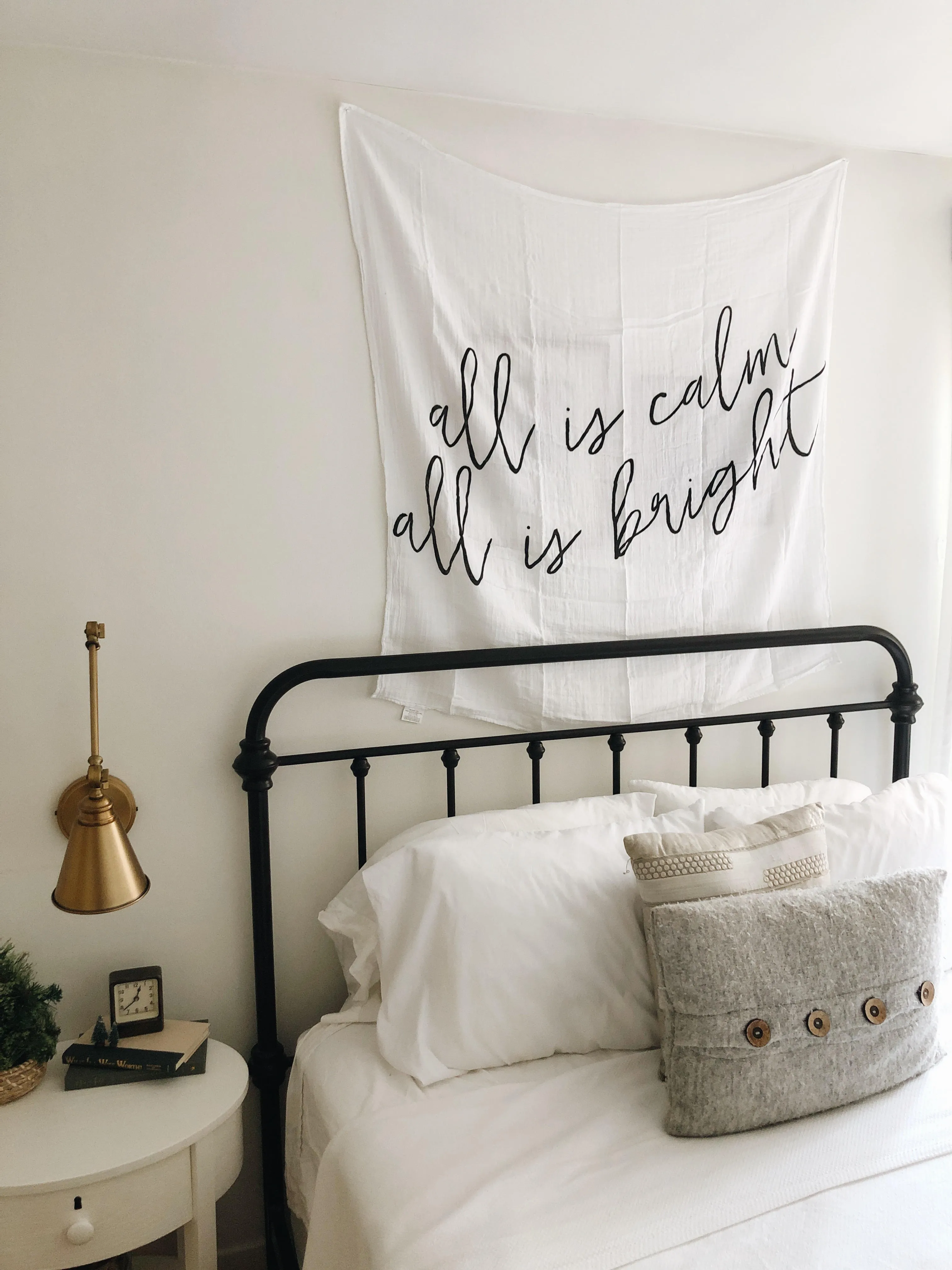 Organic Swaddle + Wall Art -  All is calm all is bright