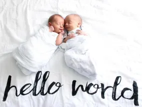 Organic Swaddle  + Wall Art -   Hello World