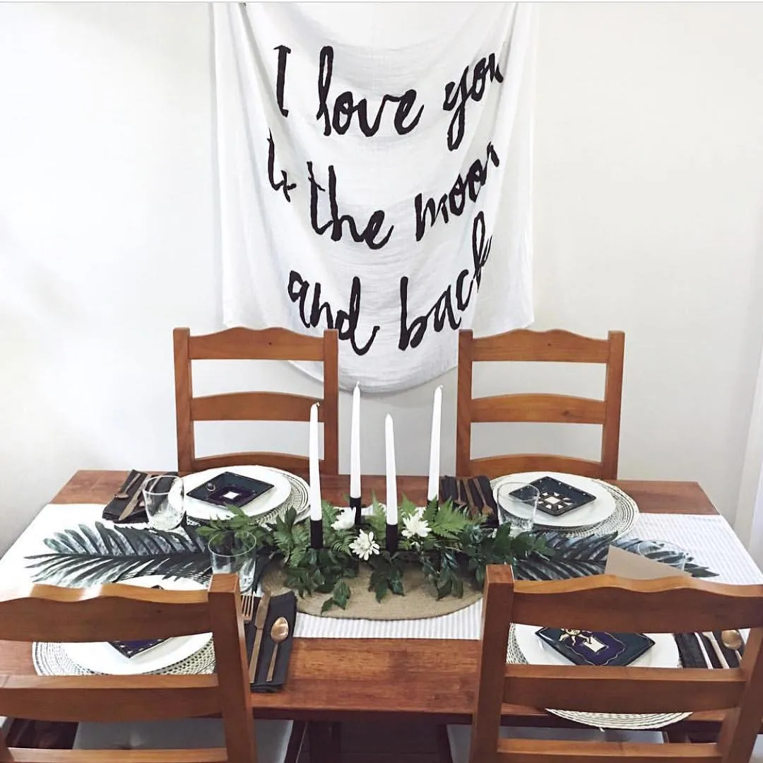 Organic Swaddle  + Wall Art -   I love you to the moon and back