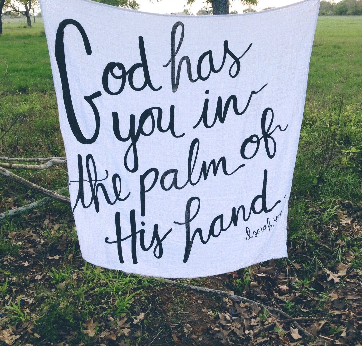 Organic Swaddle + Wall Art - Isaiah 49:16