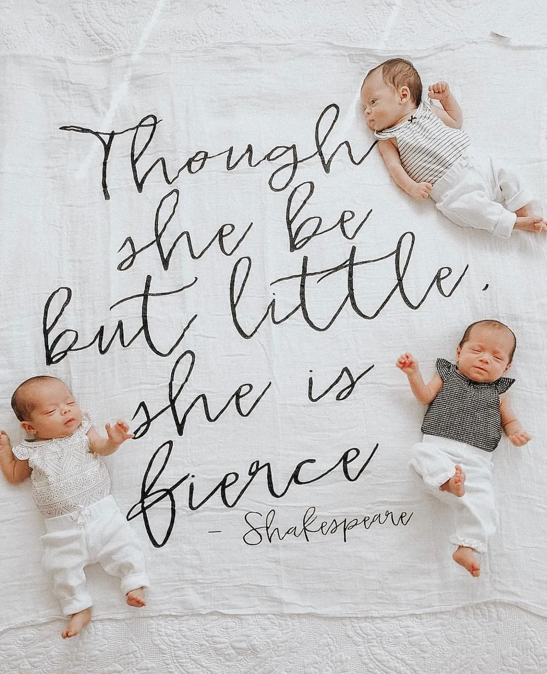 Organic Swaddle + Wall Art - Though she be but little, she is fierce. Shakespeare